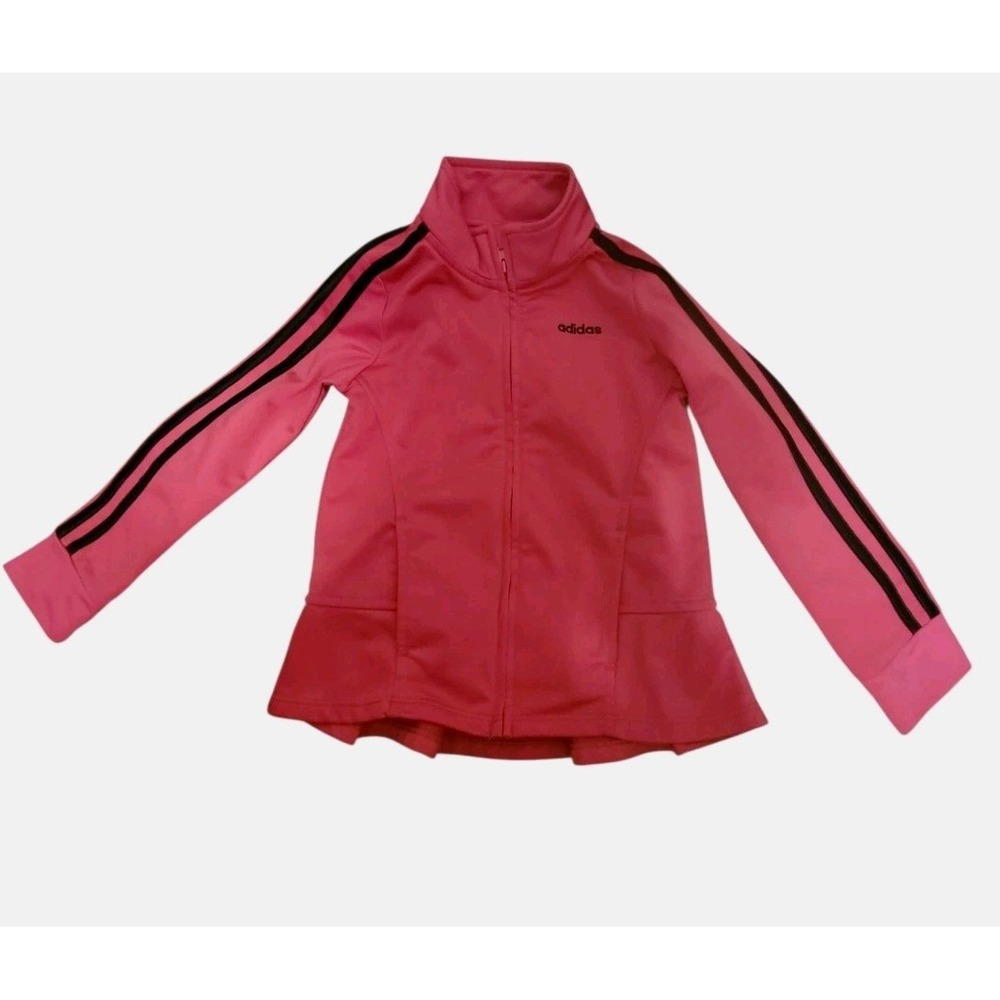 Adidas Girl Jacket Full Zip ‎ Peplum Long Sleeve Pink Size 5 (youth)